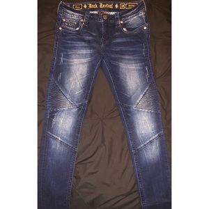Rock Revival Skinny Jeans with Moto Detailing